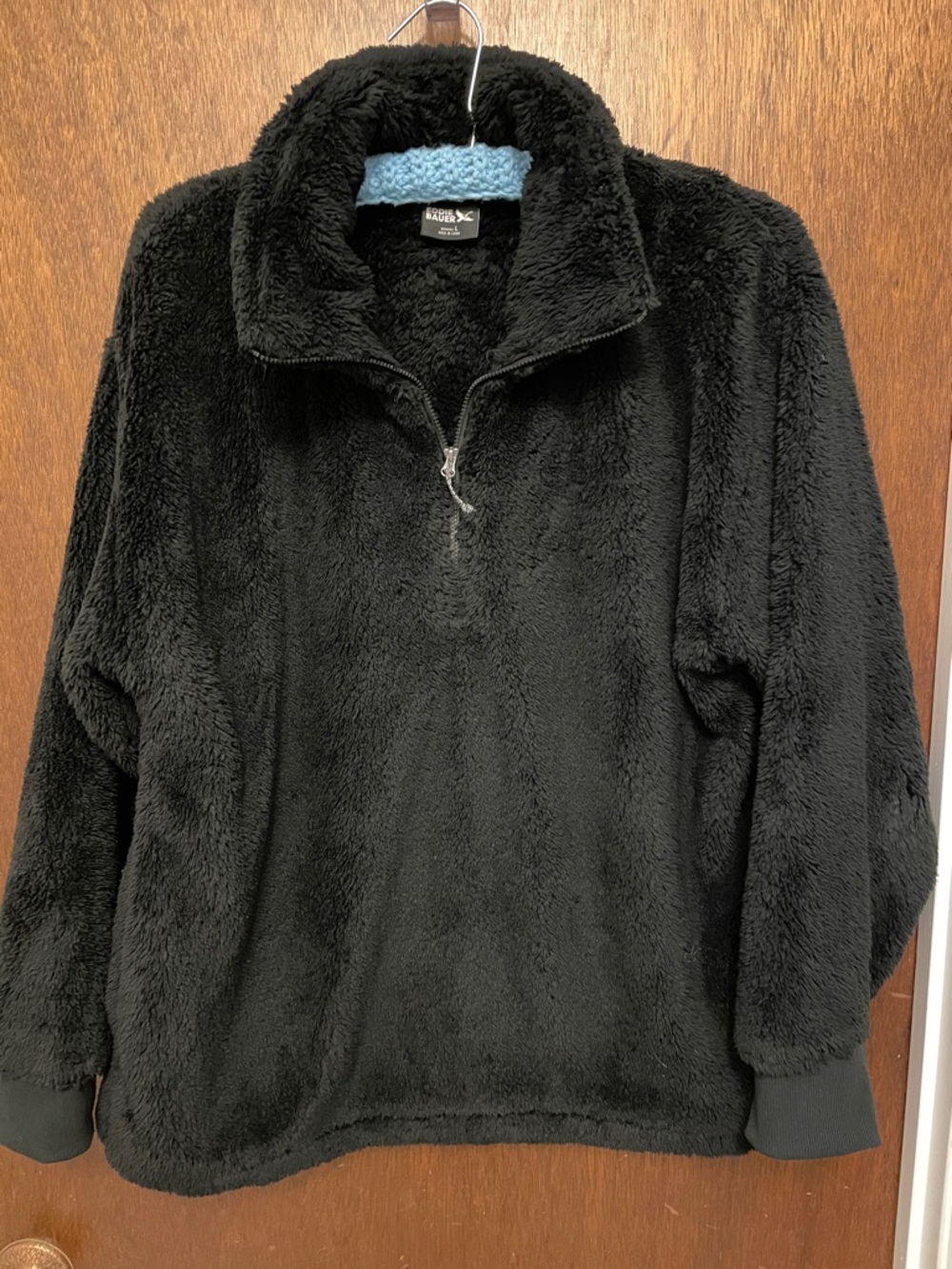 Eddie Bauer Black Plush Half-Zip Pullover